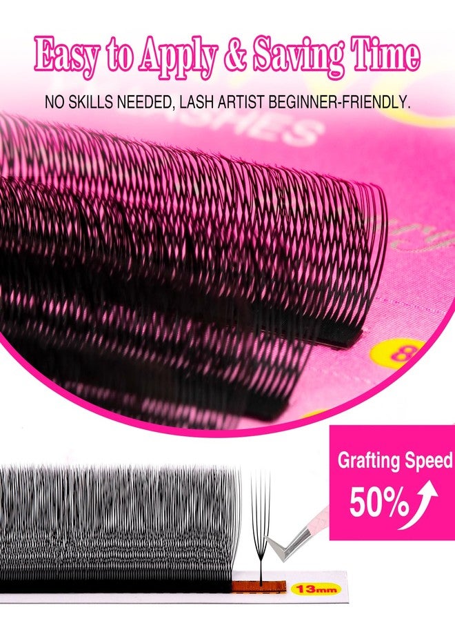 TDANCE U Lash Extensions 2D 3D 4D 5D UU Lash Fans Eyelash Extension U Shaped Natural Volume Lashes Extension Soft Matte Black Lashes(UU-5D-0.07-D,8-15mm) - Image 3
